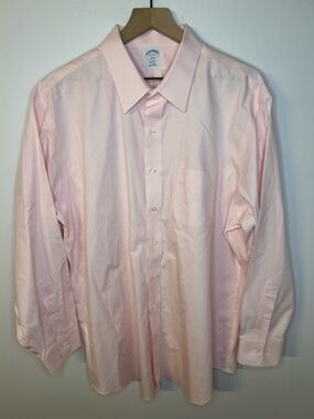 Brooks Brothers Men’s Pink Regent Non-Iron Cotton Button Down Shirt, Size 18 4/5